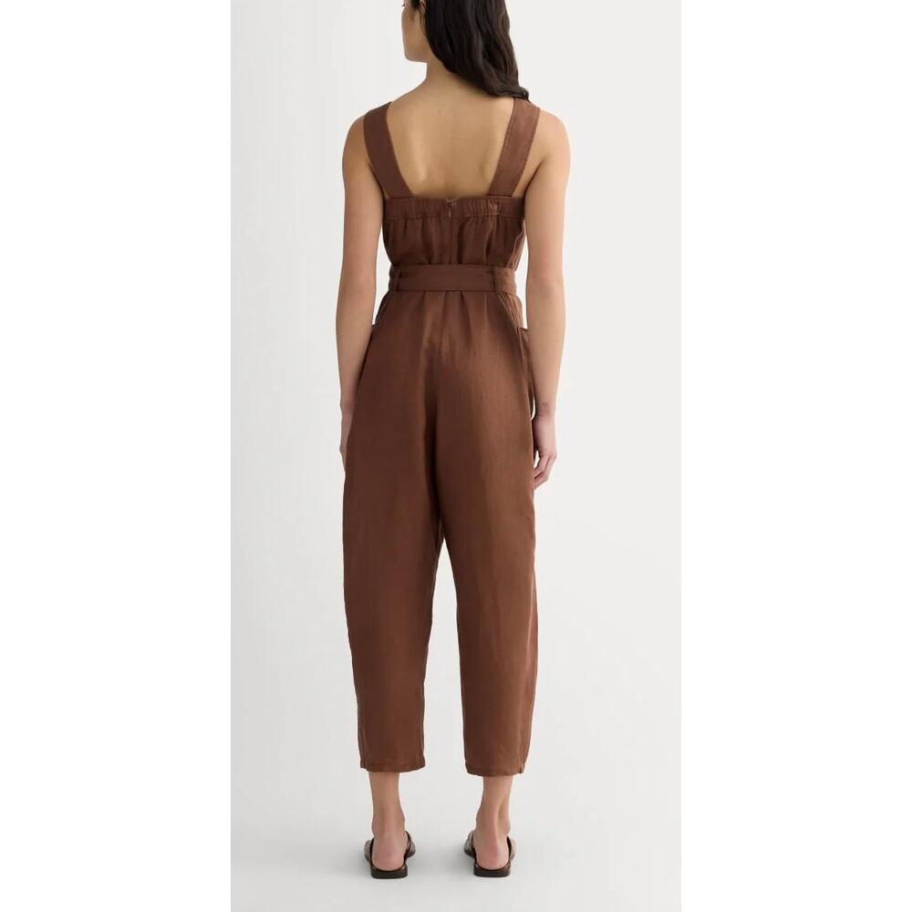 Everlane The Utility Linen Square-Neckline Overall Romper Jumpsuit Size 16 NWT - Picture 3 of 4